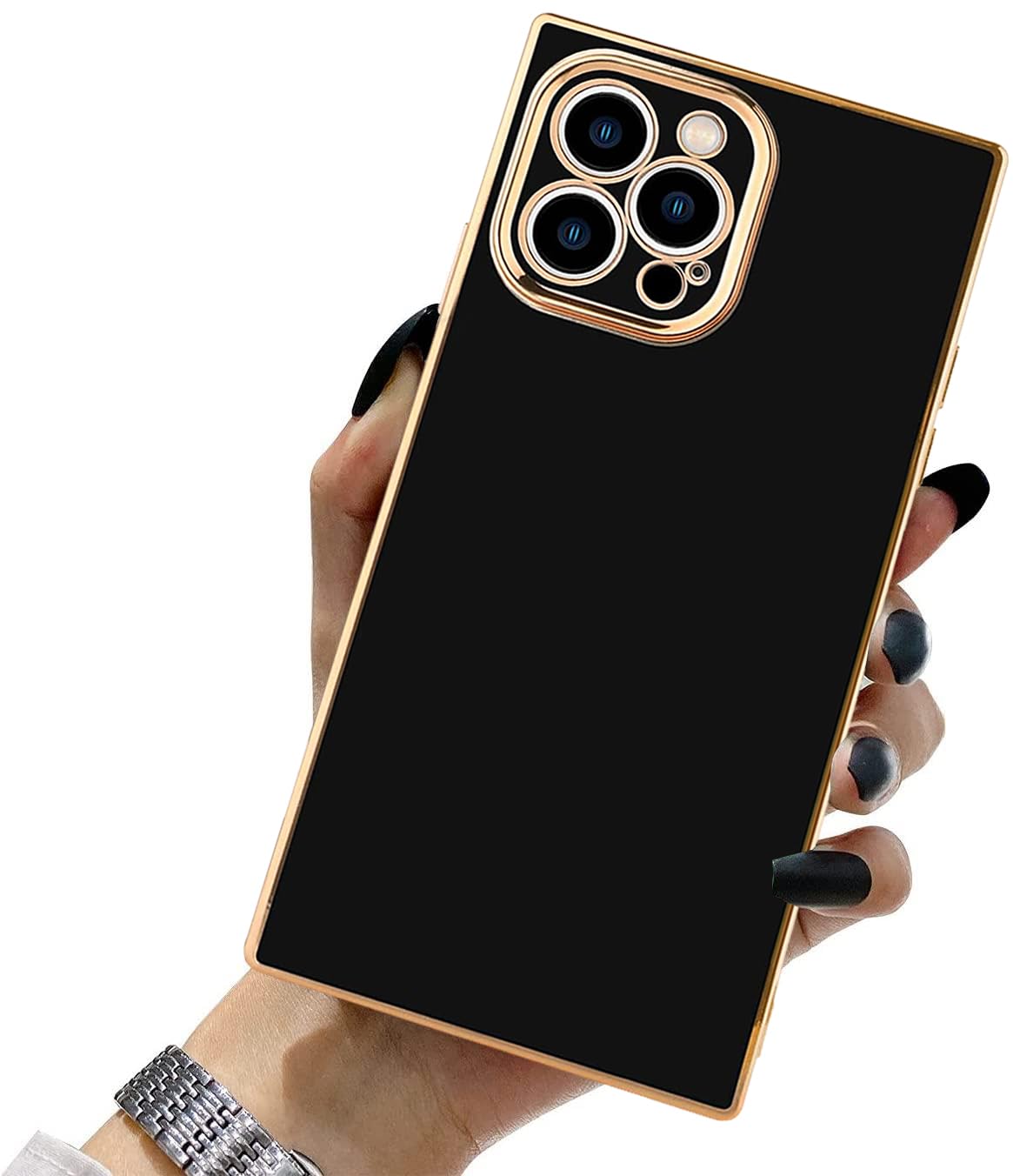 Amazon.com: Case for iPhone 13 Pro Case Gold Border Black Soft TPU